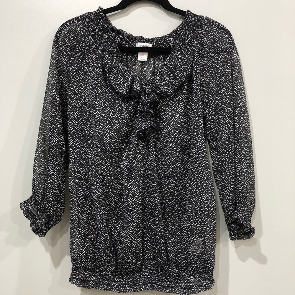 Motherhood Maternity Sheer Ruffle Blouse